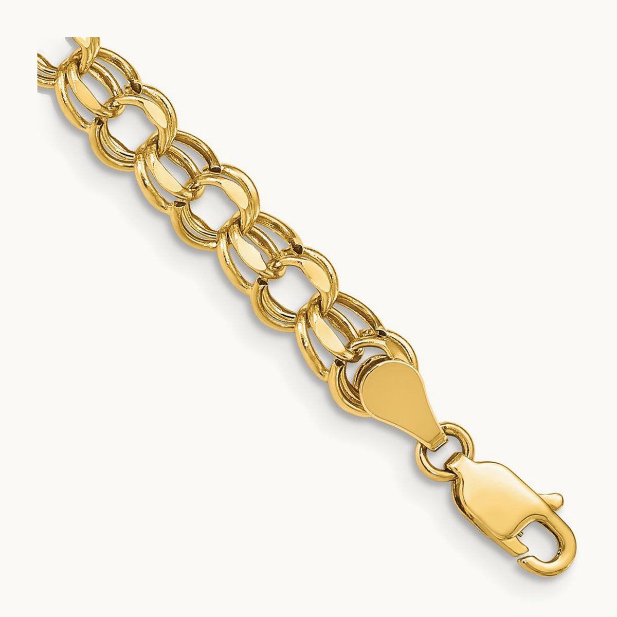7in Hollow Double Link Charm Bracelet — 14K Yellow Gold, 5.5mm