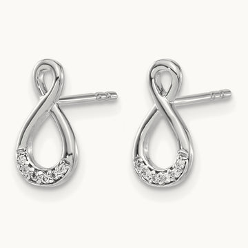 Diamond Twisted Post Earrings, 14K White Gold