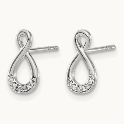 Diamond Twisted Post Earrings, 14K White Gold
