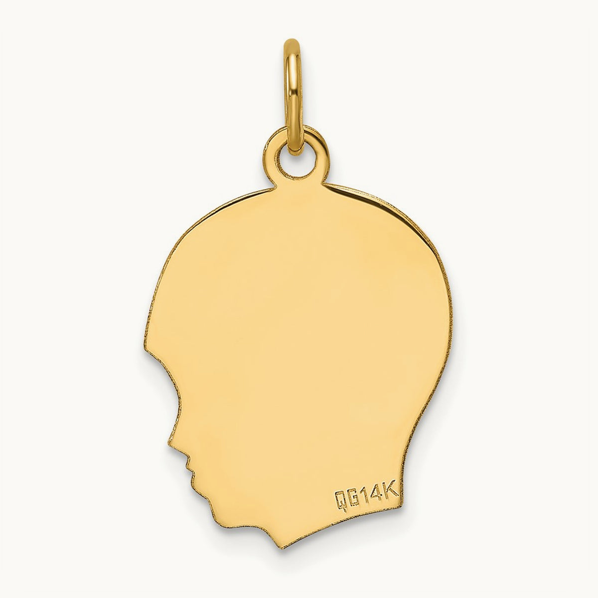 Plain Medium .013 Gauge Facing Right Engravable Boy Head Charm — 23.3mm