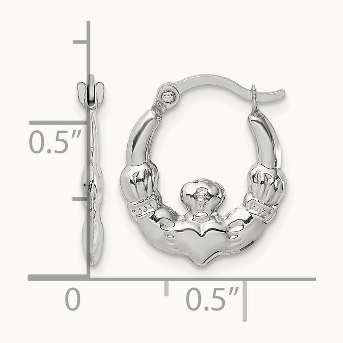 Claddagh Hoop Earrings — 14K White Gold