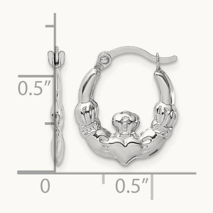 Claddagh Hoop Earrings — 14K White Gold