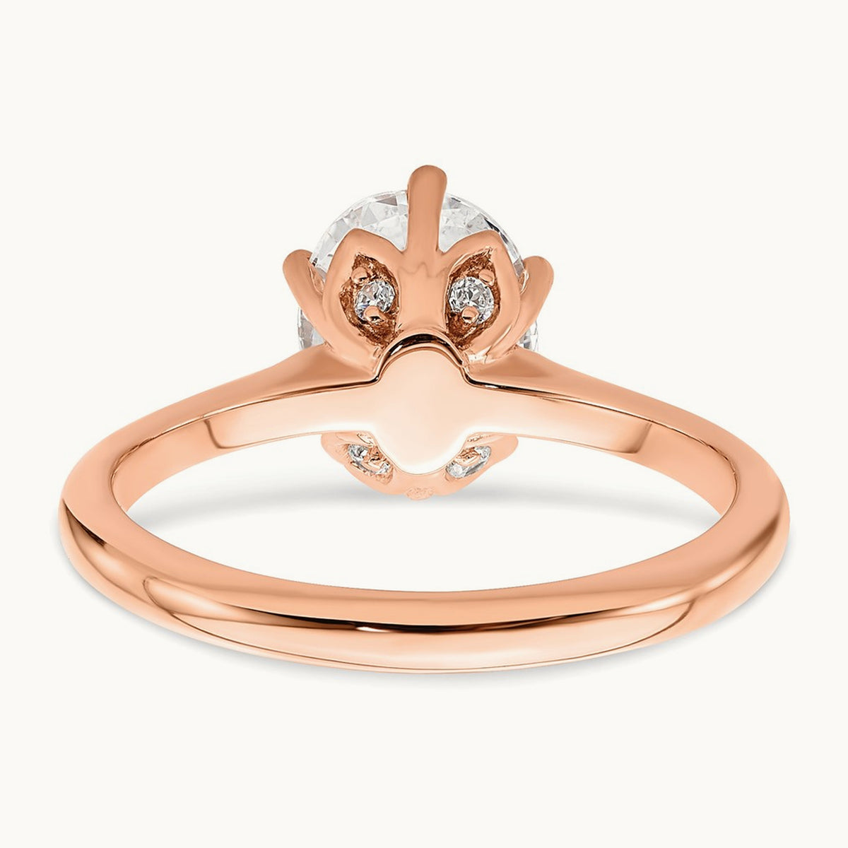 Polish 2ct Oval Leaf Design Semi-Mount Dia Ring, 14K Rose
