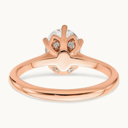 Polish 2ct Oval Leaf Design Semi-Mount Dia Ring, 14K Rose