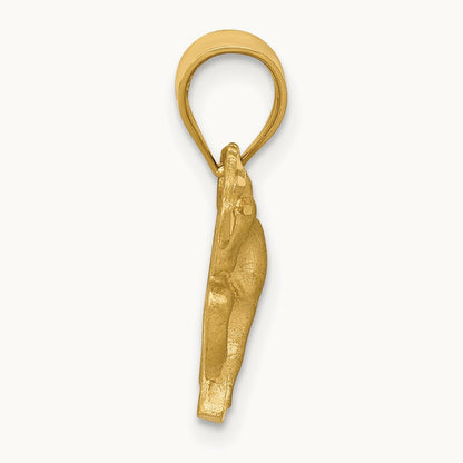 Satin Diamond-cut Horse Pendant, 14K