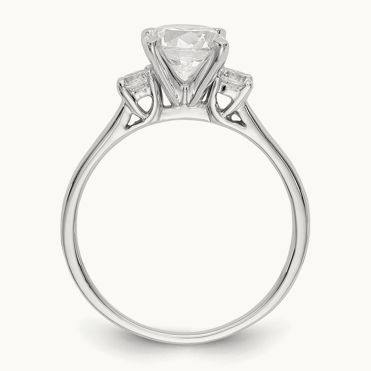 3-Stone Diamond Peg Set Semi-mount Engagement Ring, 14K White Gold