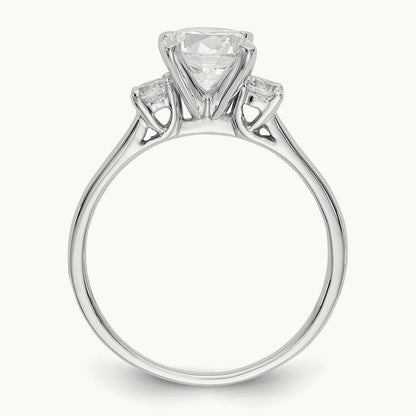 3-Stone Diamond Peg Set Semi-mount Engagement Ring, 14K White Gold