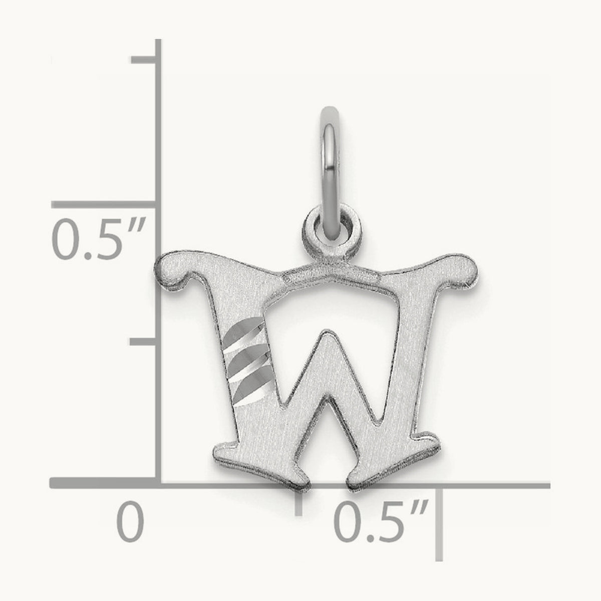 Diamond-cut Initial Charm — 14K White Gold, W