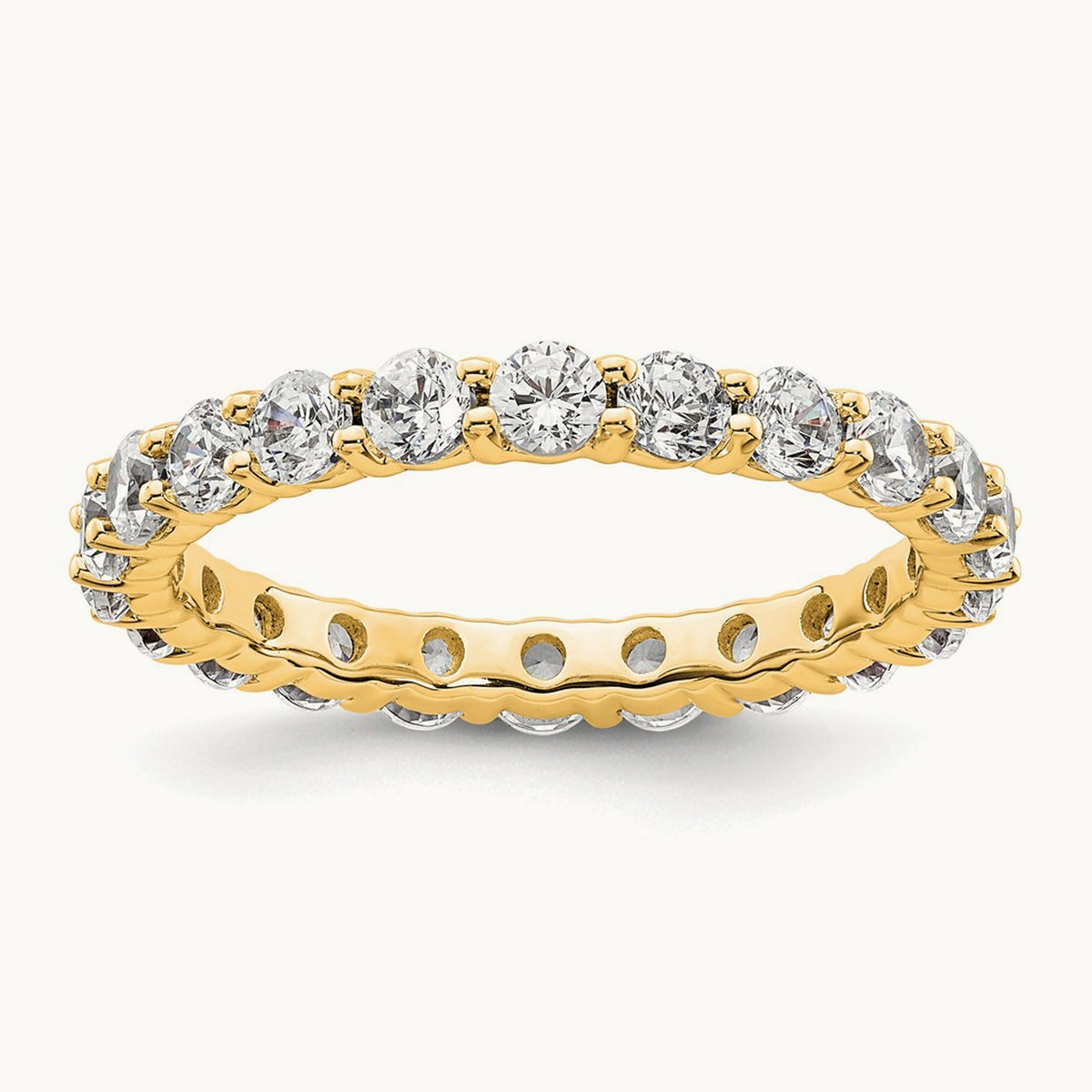Polished Shared Prong Diamond Eternity Band — 14K Yellow Gold, 1.98 ct