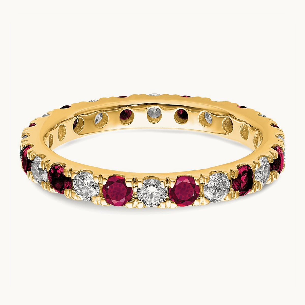 Created Ruby Eternity Band — 14K Yellow Gold, 2.65 mm