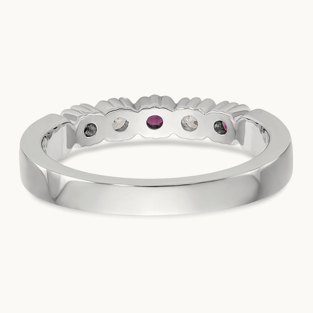 Diamond with Ruby Band — 14K White Gold, 7
