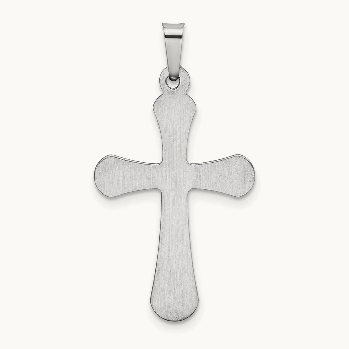 Polished Rounded Cross Pendant — 14K White Gold