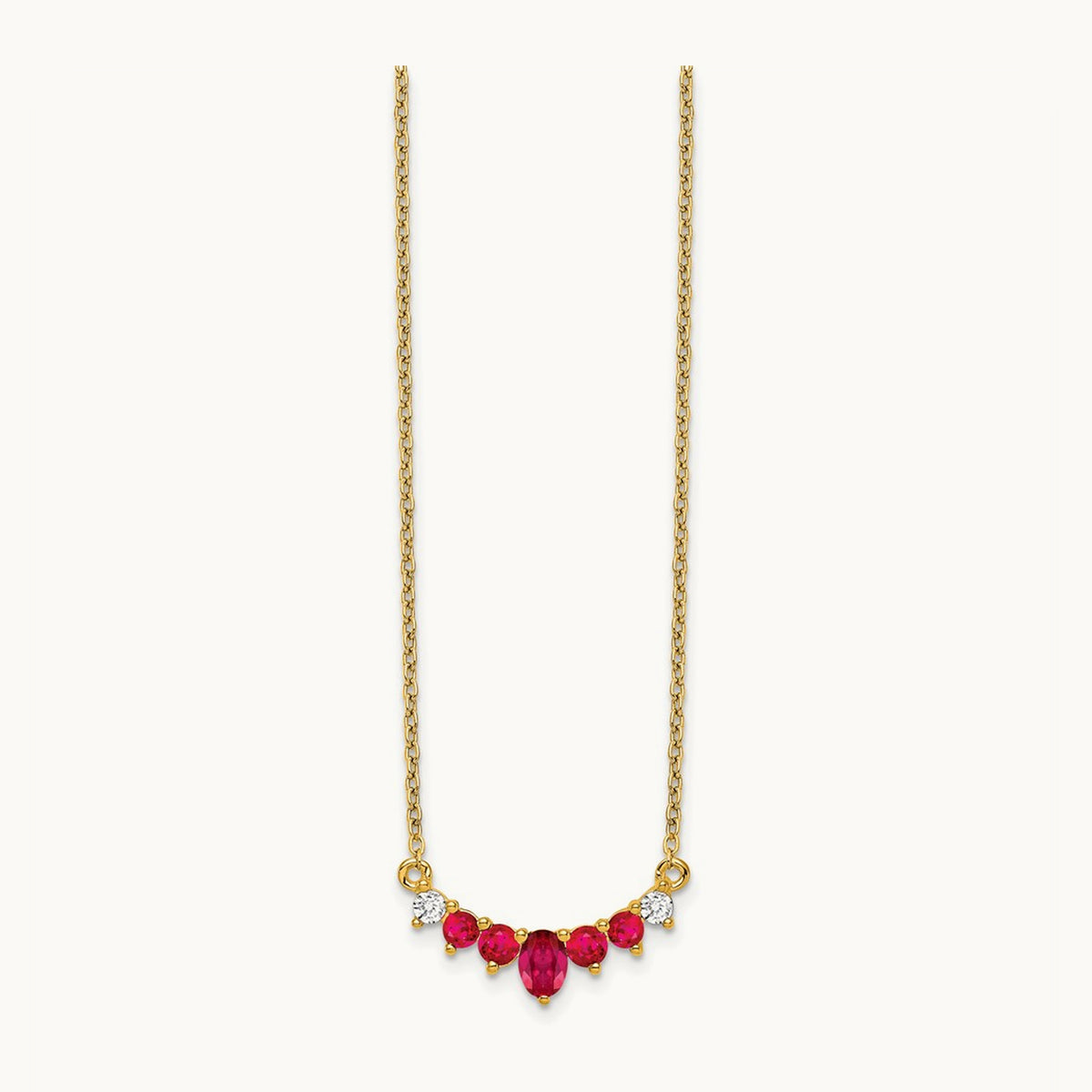 Ruby and Diamond 18 inch Necklace, 14K