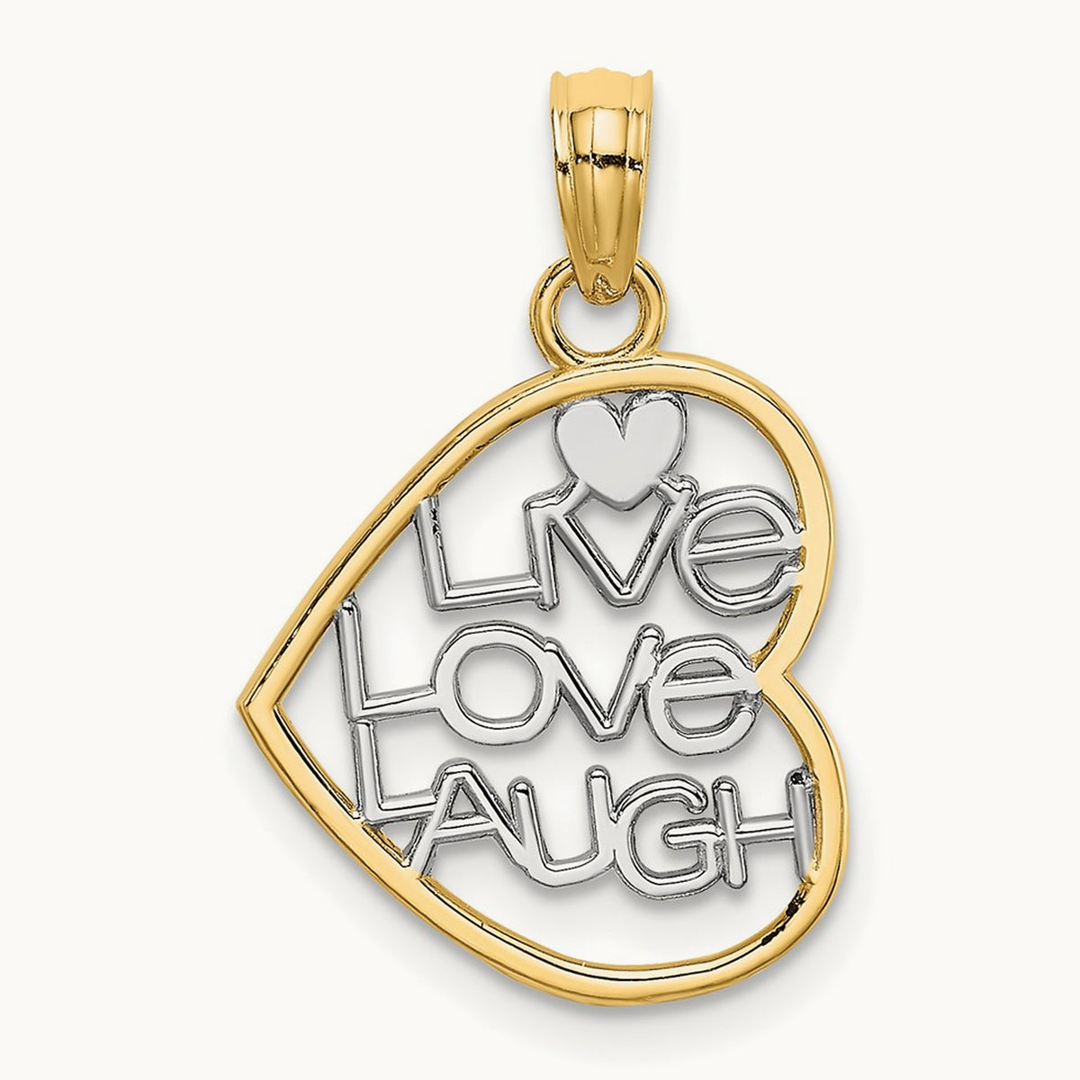 LIVE LOVE LAUGH In Heart Charm, 14K with Rhodium