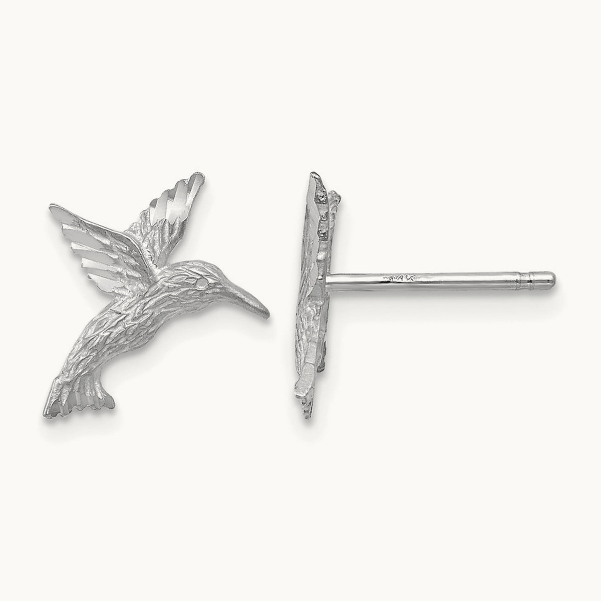 Hummingbird Earrings — 14K White Gold