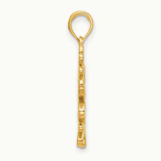 Polished Floral Pendant, 14K