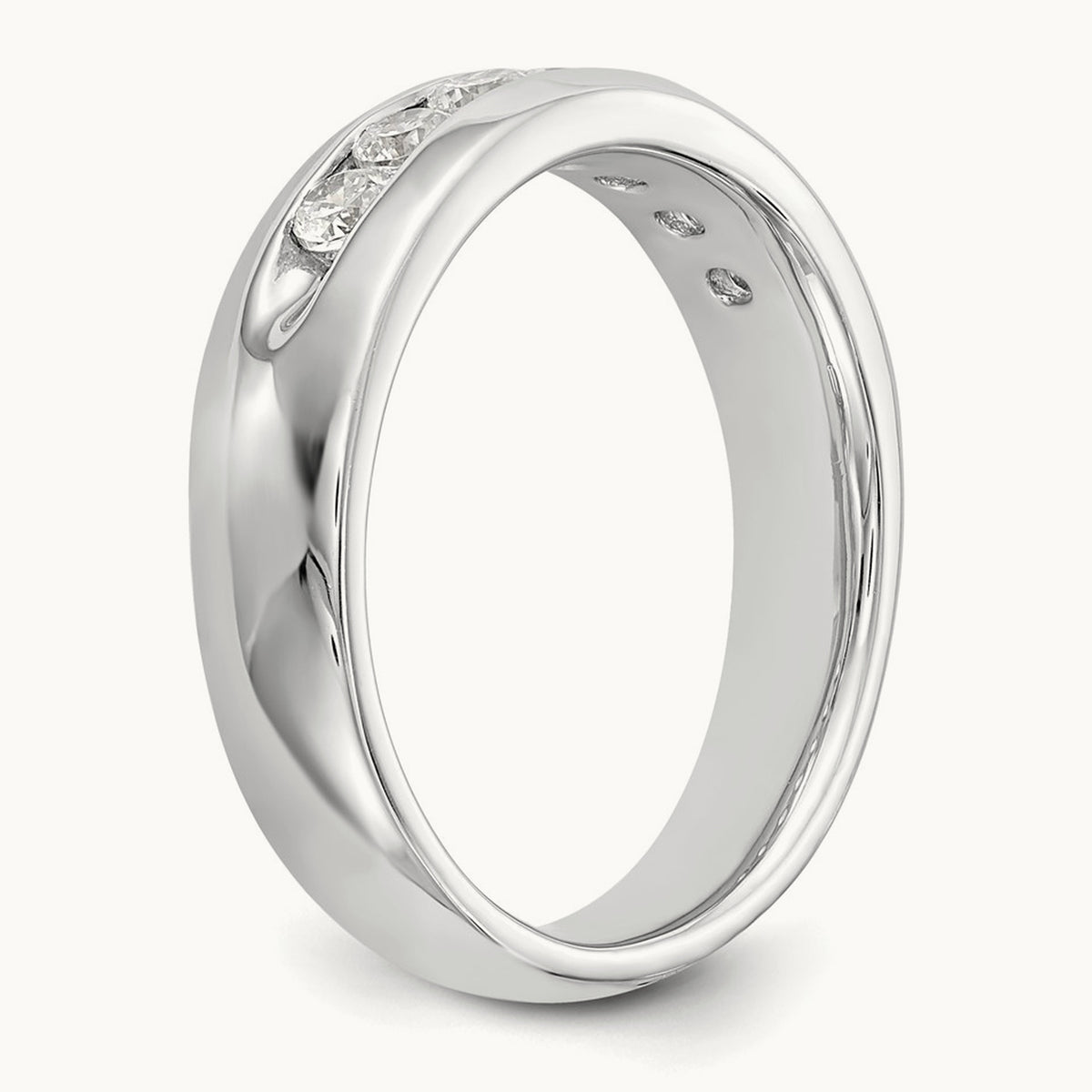 7-Stone Diamond Channel Band, 14K White Gold