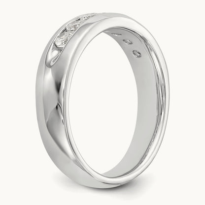 7-Stone Diamond Channel Band, 14K White Gold