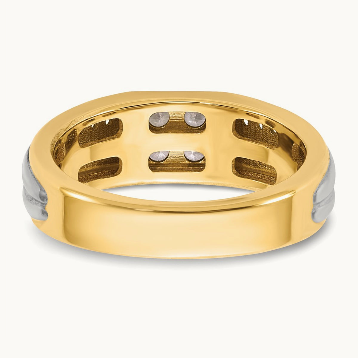14ktt IB Goodman Mens Polished 4-Stone Diamond Ring Mounting