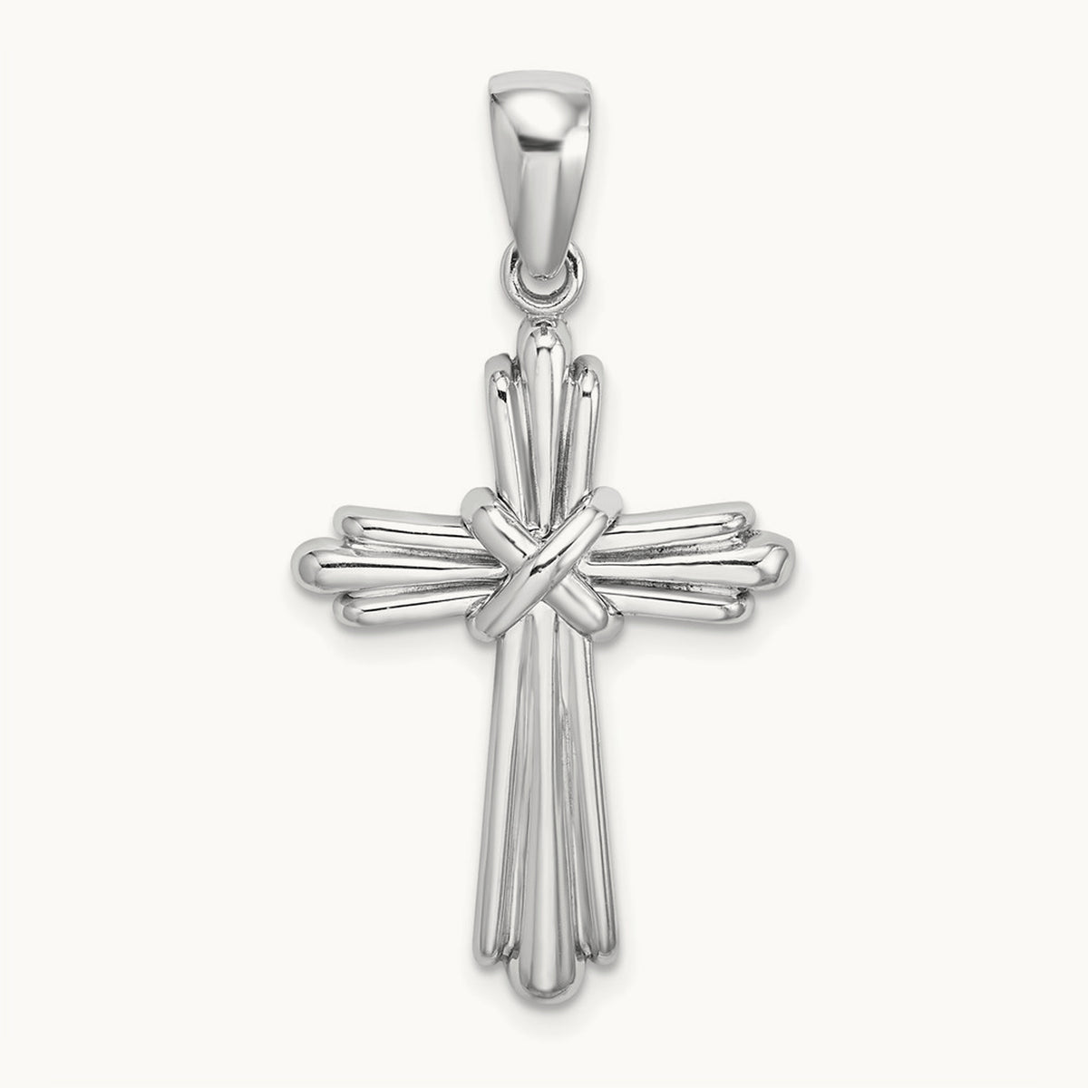 Polished Cross Charm, 14K White Gold