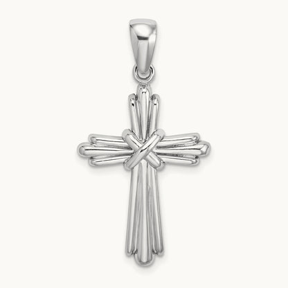 Polished Cross Charm, 14K White Gold