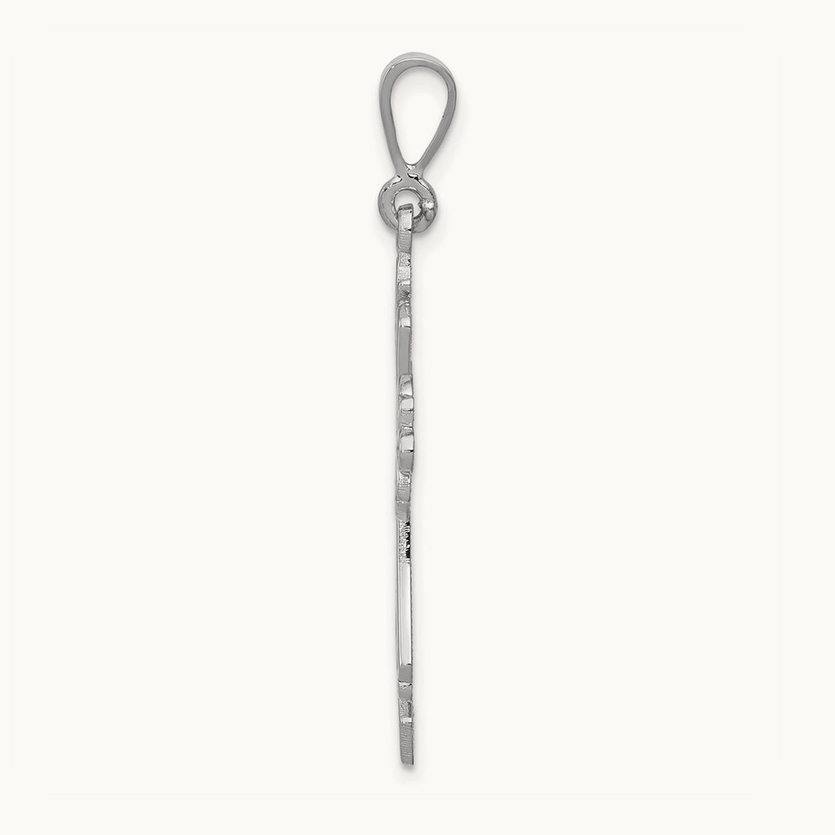 Fleur De Lis Cross Pendant, 14K White Gold