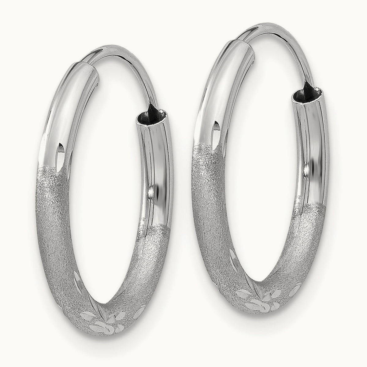 Diamond-cut Endless Hoop Earrings — 14mm, 2mm