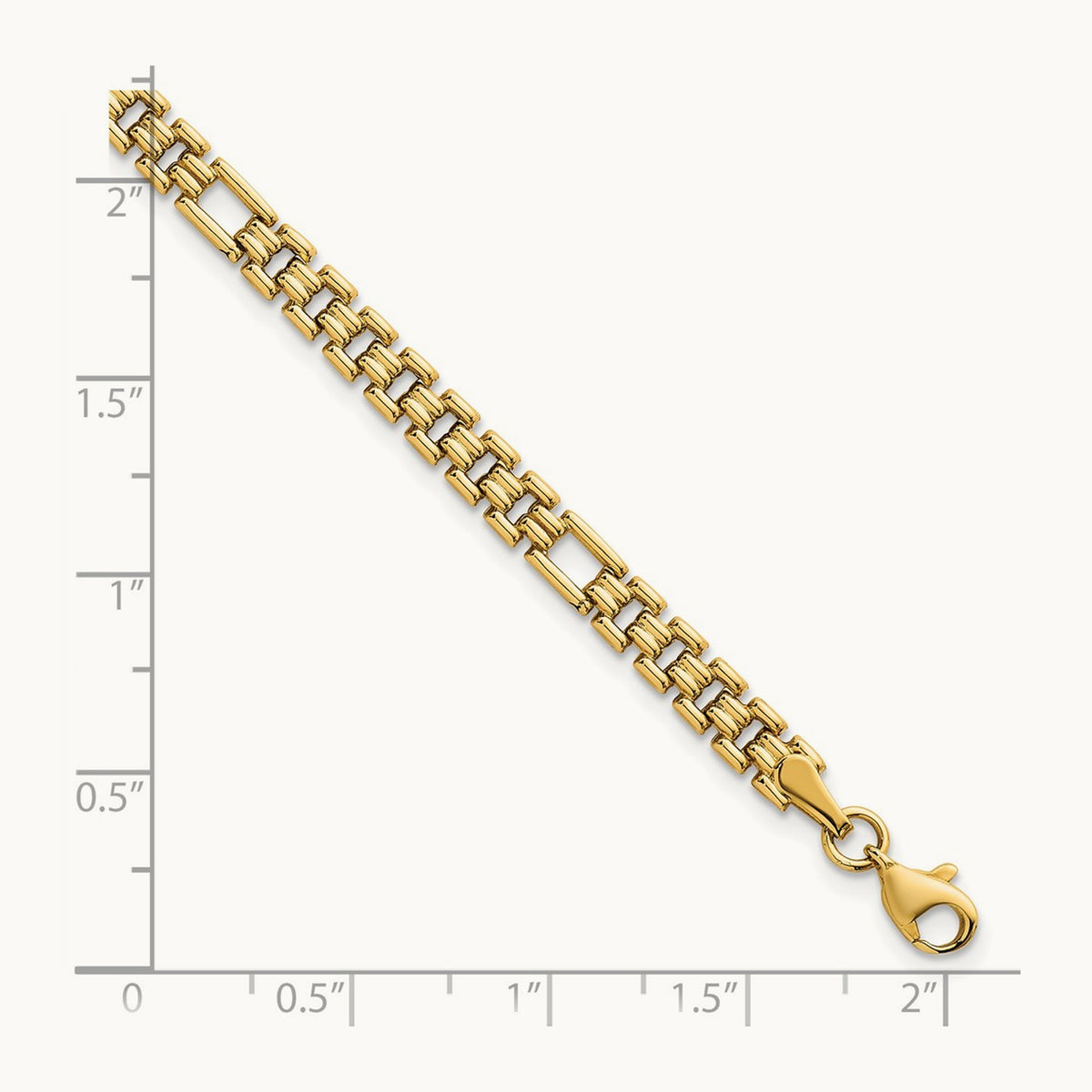 Polished Fancy Link 7.5in Bracelet, 14K
