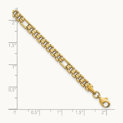 Polished Fancy Link 7.5in Bracelet, 14K