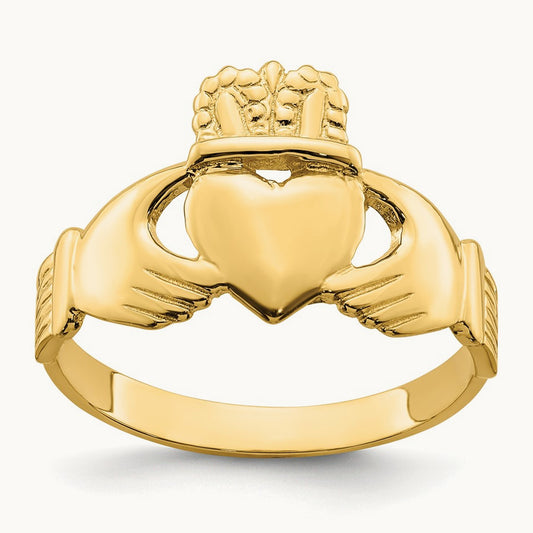 Polished Claddagh Ring (Size 9), 14K