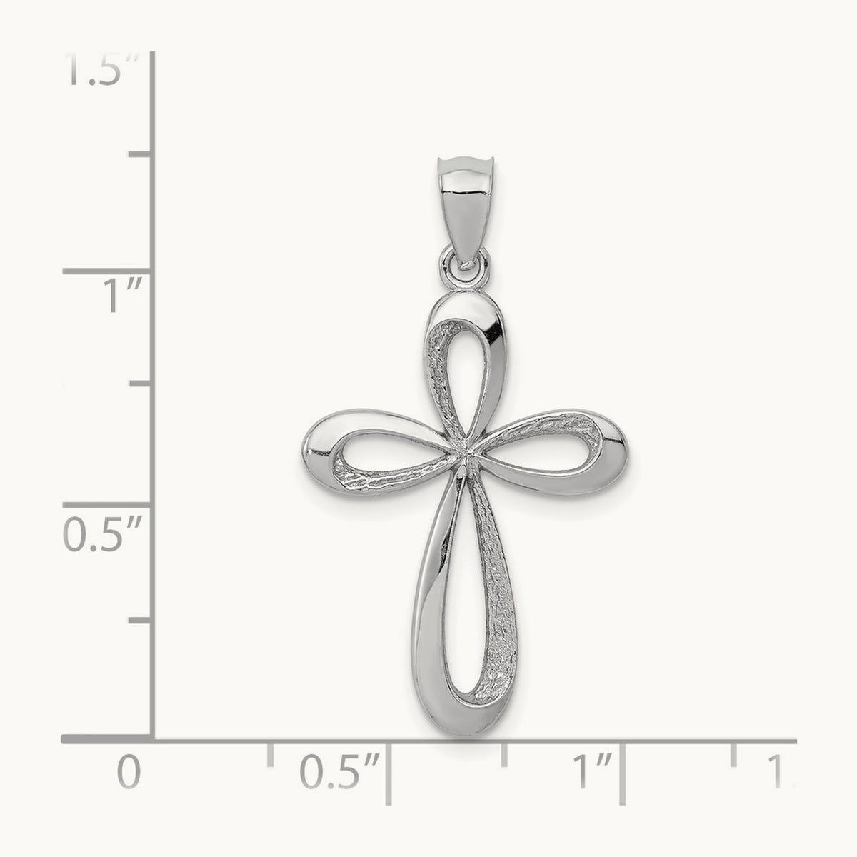 Polished Ribbon Cross Pendant — 14K White Gold