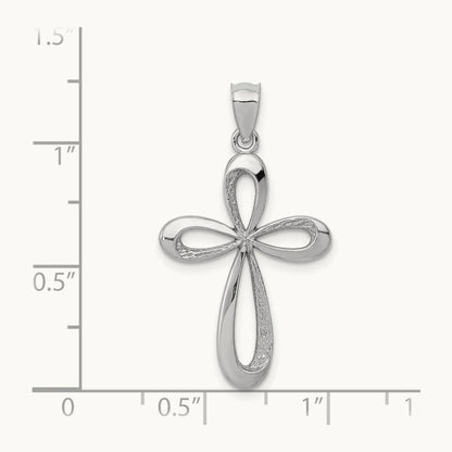 Polished Ribbon Cross Pendant — 14K White Gold