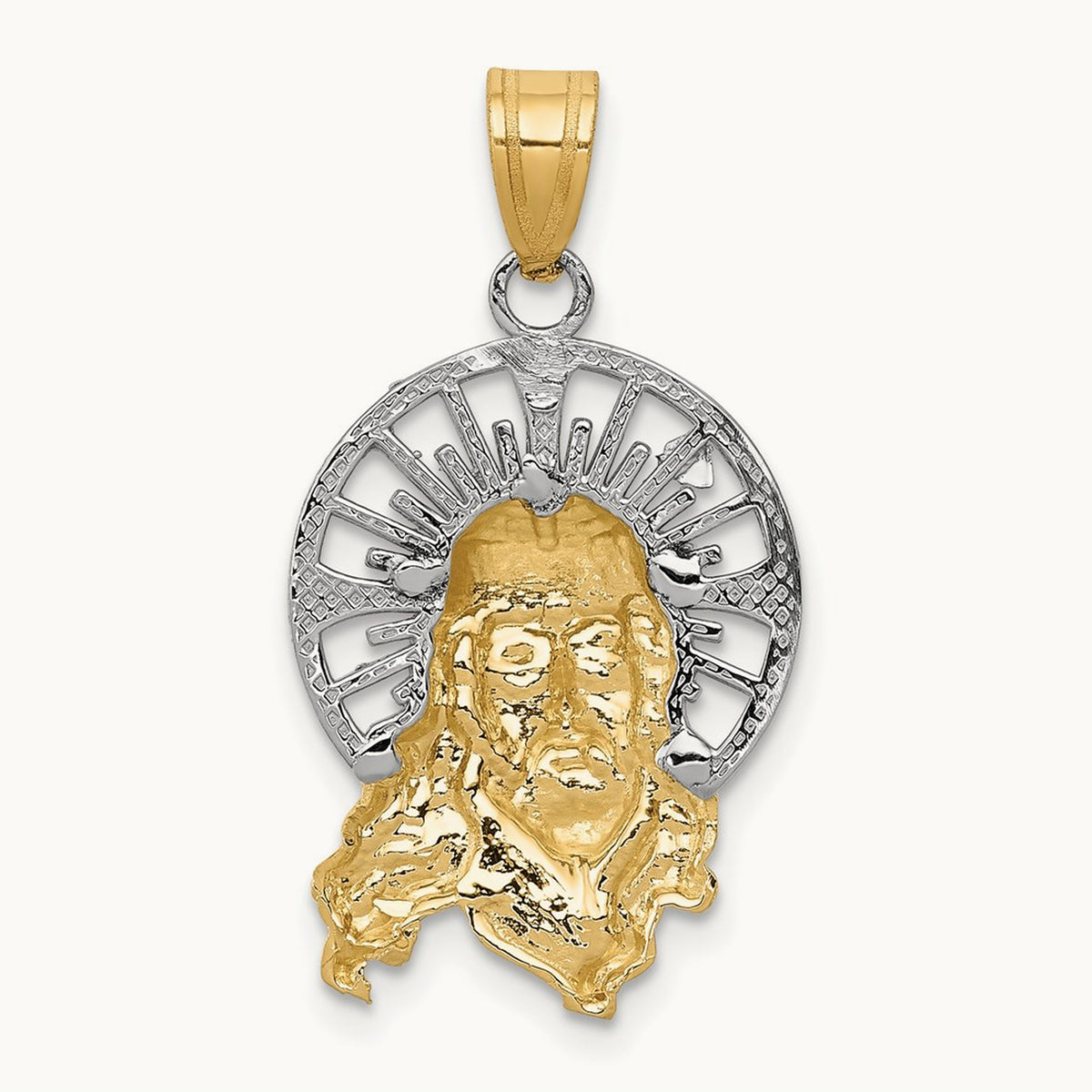 Tri-color Diamond-cut Christ Charm — 28mm