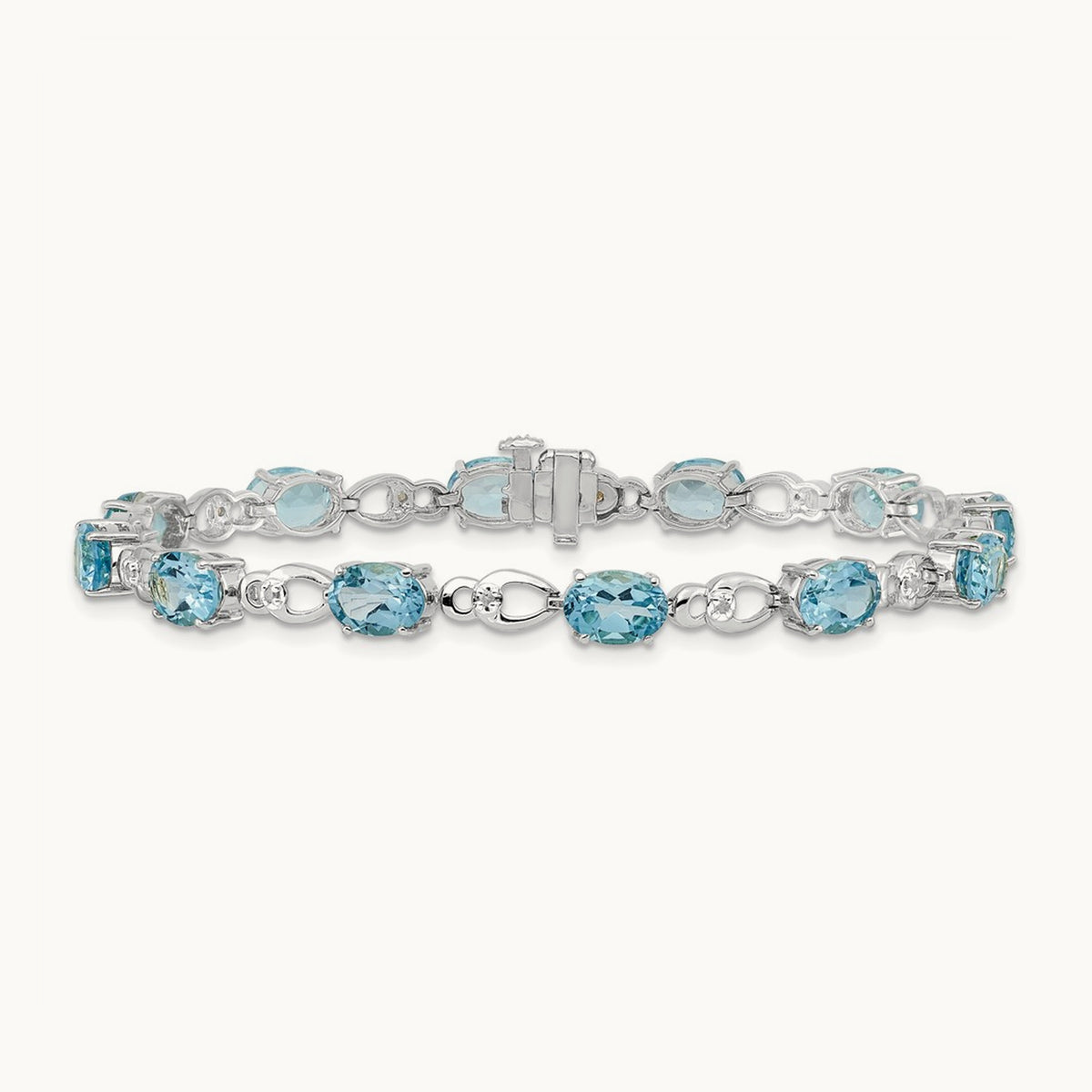 Blue Topaz and Diamond Bracelet — 14K White Gold