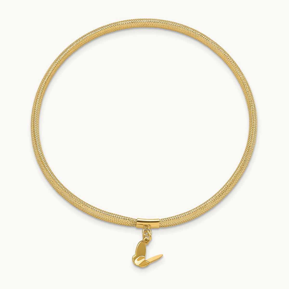 Polished Butterfly Stretch Bracelet, 14K — Leslie's