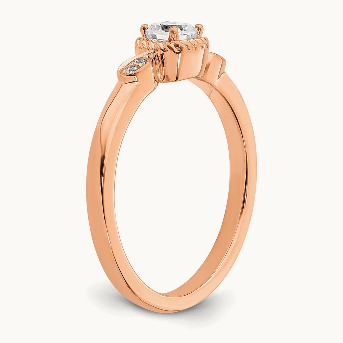 Gold Petite Rope Edge Cushion Ring — 14K Rose Gold, 7