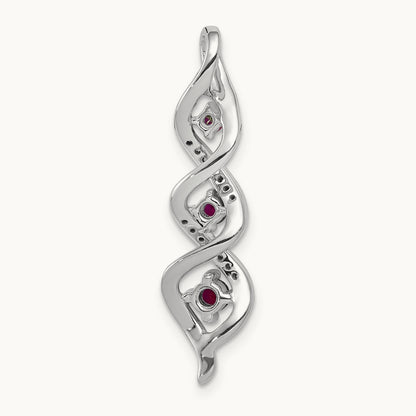 Created Ruby Twist Chain Slide Pendant, 0.07 ct tw Lab-Grown Diamond — 14K White Gold