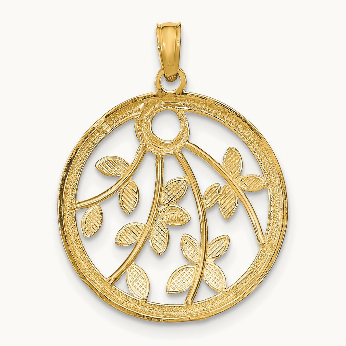 w/Rhodium Round Frame Charm, 14K
