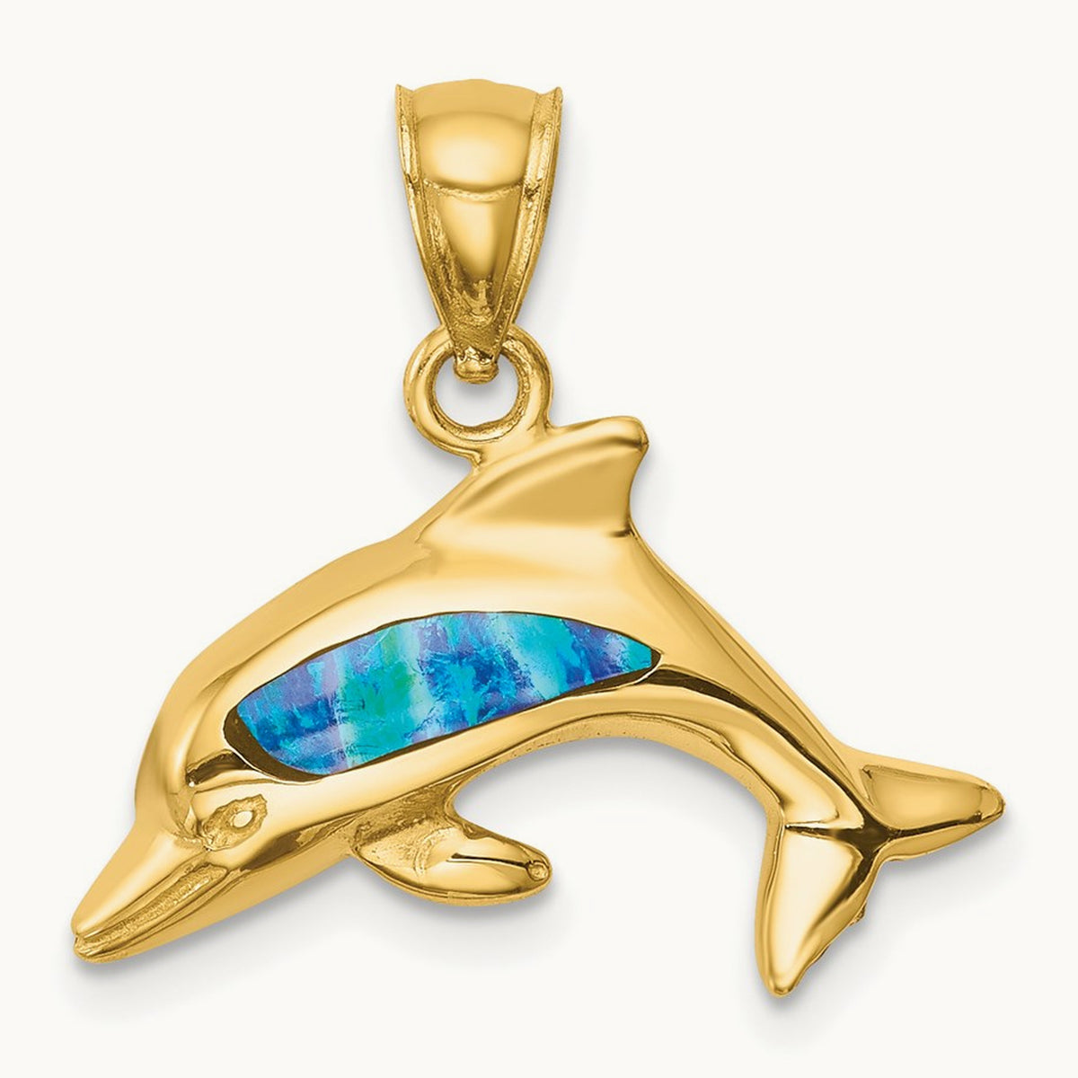 Lab Created Opal Dolphin Pendant — 20mm
