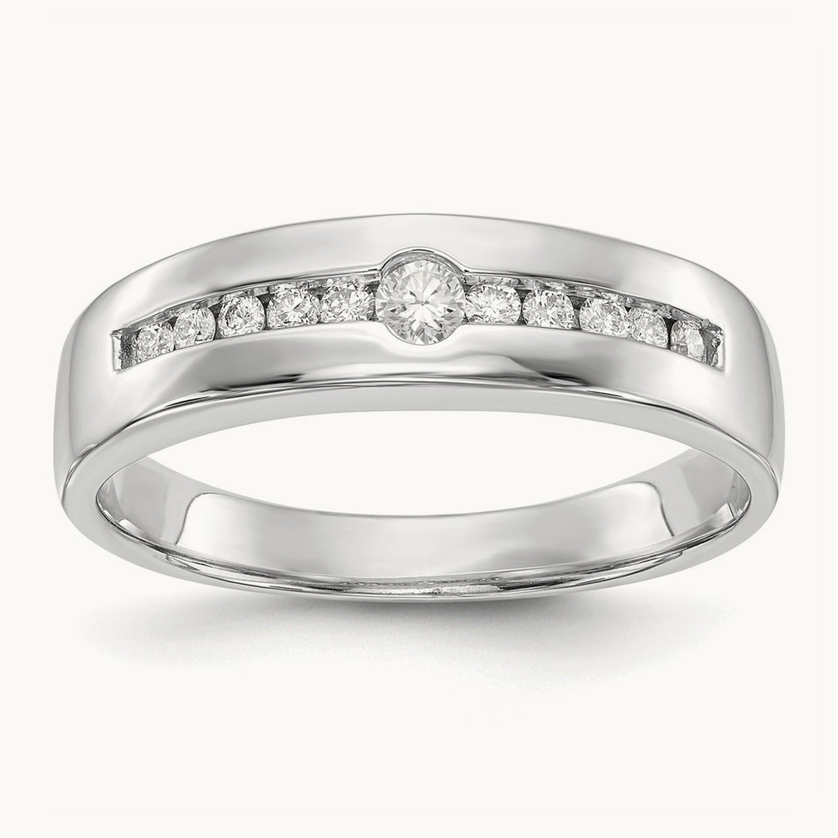 Diamond Men's Band — 14K White Gold, 10