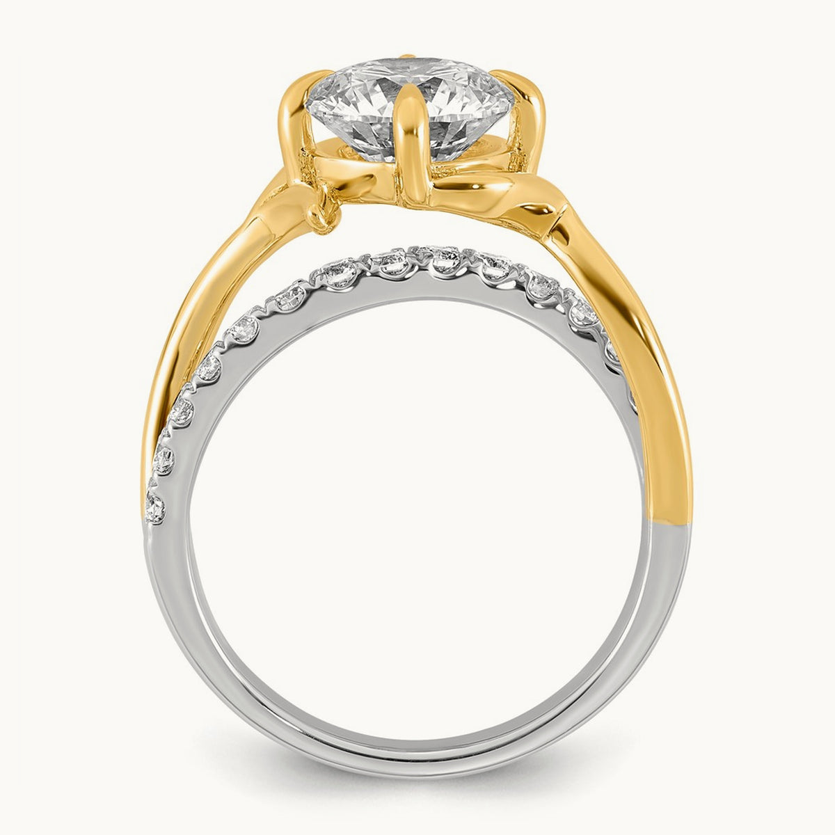 14ktt Certified Round Center Lab Grown Diamond VS+ F+ Ring