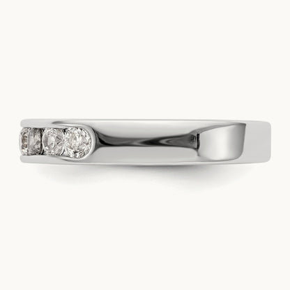 7-Stone Diamond Channel Band, 14K White Gold