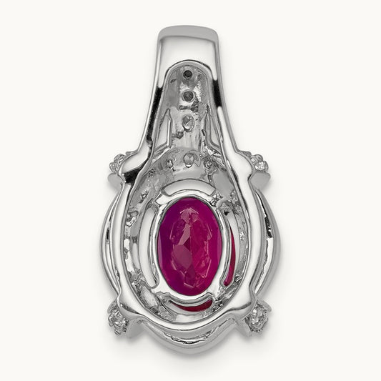 Diamond and 1.10 Ruby Pendant — 14K White Gold