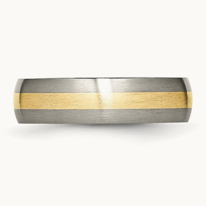 Brushed with 14K Yellow Inlay Band — photo set