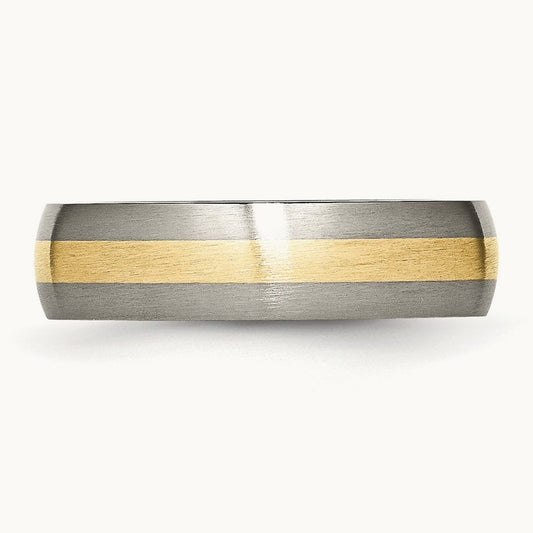 Brushed with 14K Yellow Inlay Band — photo set
