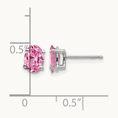 Pink Sapphire Earrings, 14K White Gold