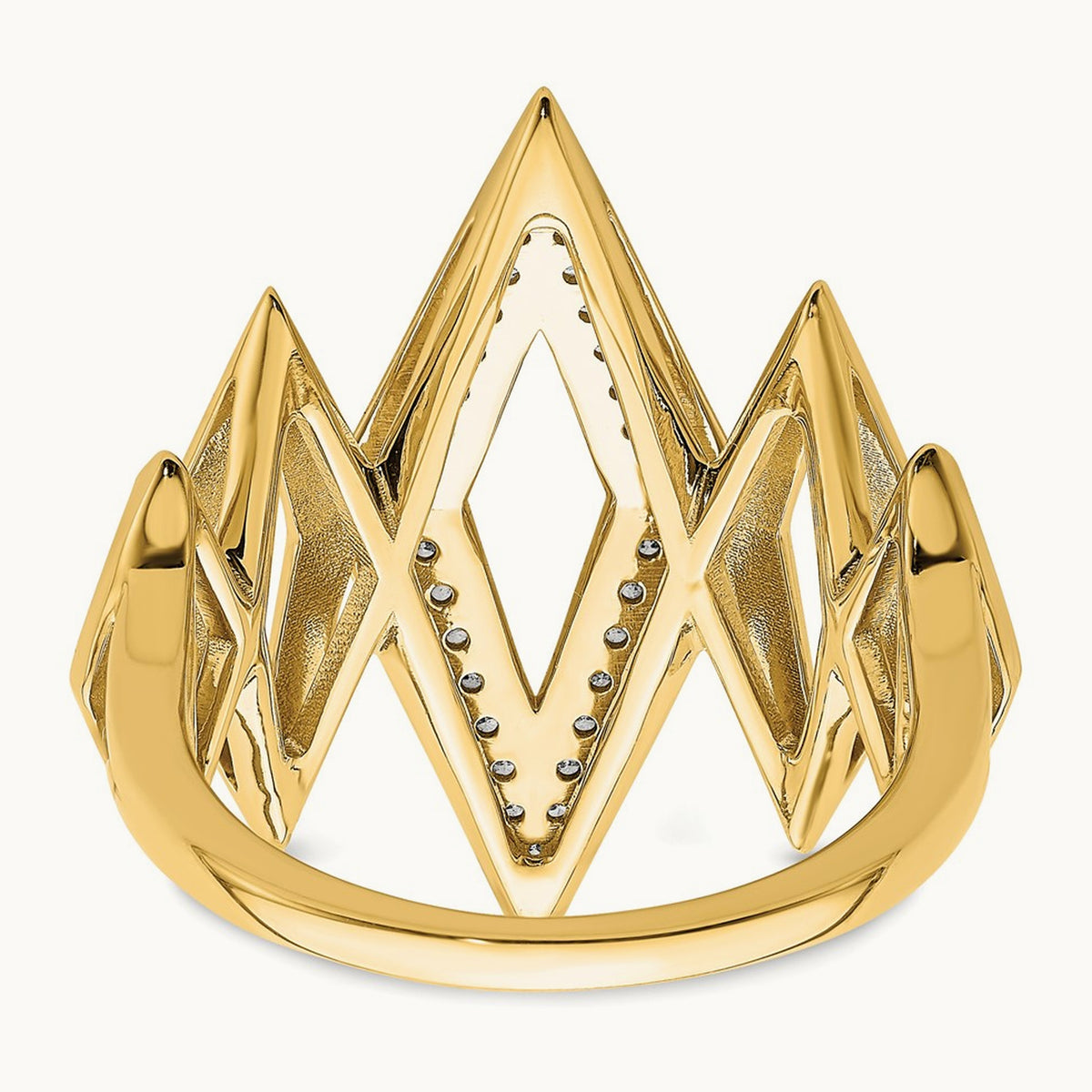 Polished Fancy Geometric Diamond Ring, 14K