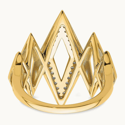 Polished Fancy Geometric Diamond Ring, 14K