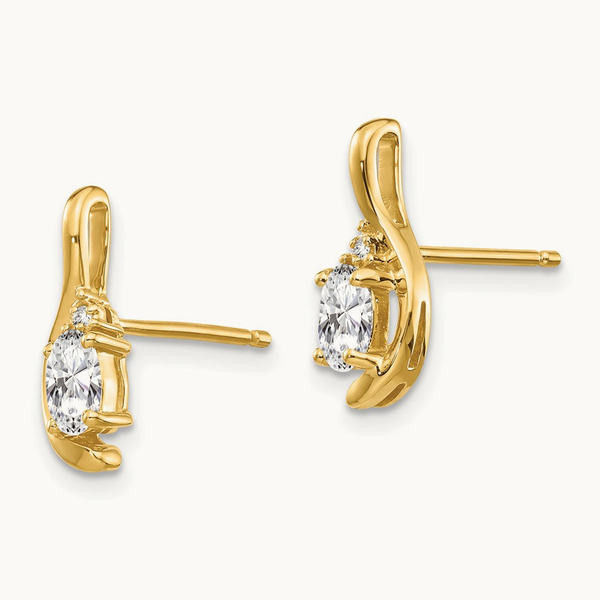 Topaz and Diamond Post Earrings — 14K Yellow Gold