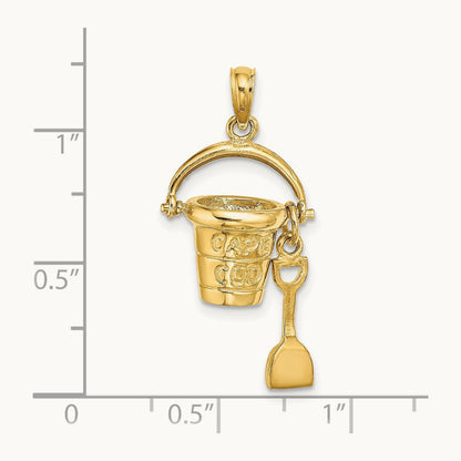 3D CAPE COD Bucket w/ Shovel Charm, 14K